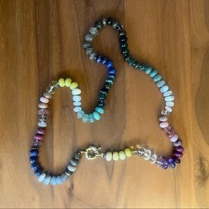 Gemstone necklace multicolor w/ gold-filled clasp